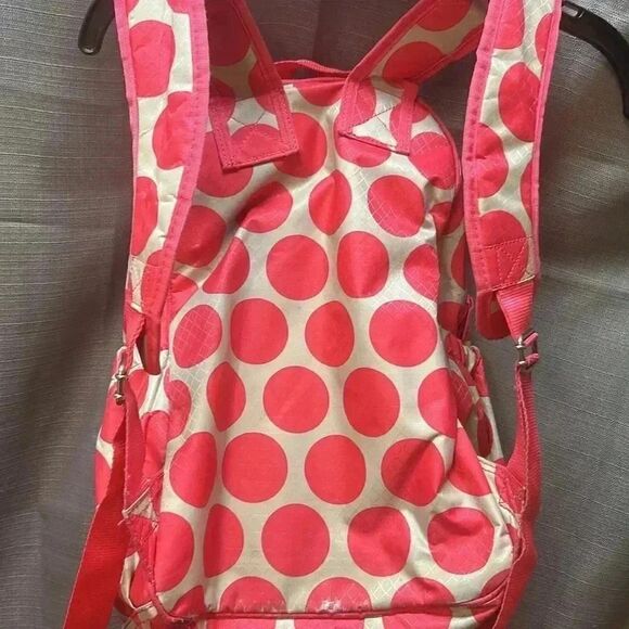 Thirty-One Mod Coral Polka Dot backpack Monogram M - Picture 7 of 10